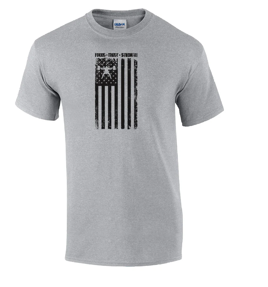 elitefts Focus Trust Strength Flag Black T-Shirt - Image 3