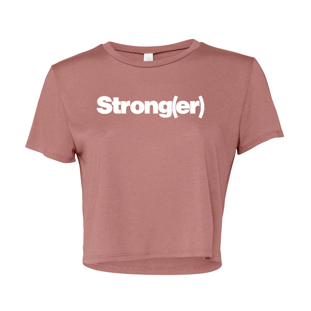 elitefts Strong(er) White Women's Flowy Cropped Tee - Image 4