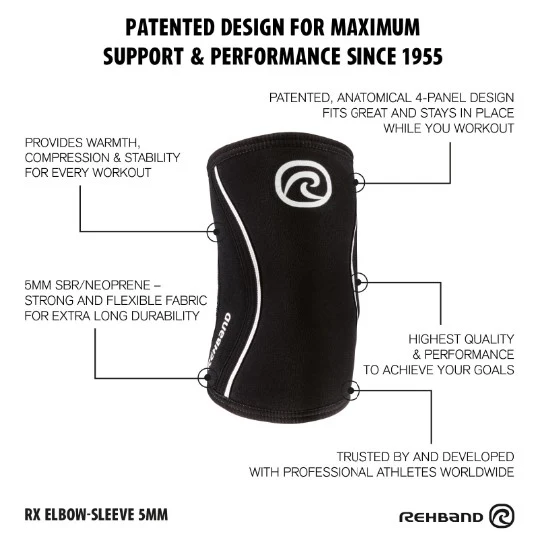 Rehband Rx Elbow Sleeve 5mm Black - Image 3