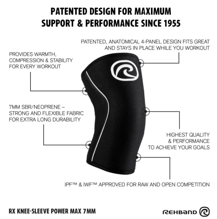 Rehband Rx Knee Sleeve Power Max 7mm Black - Image 3