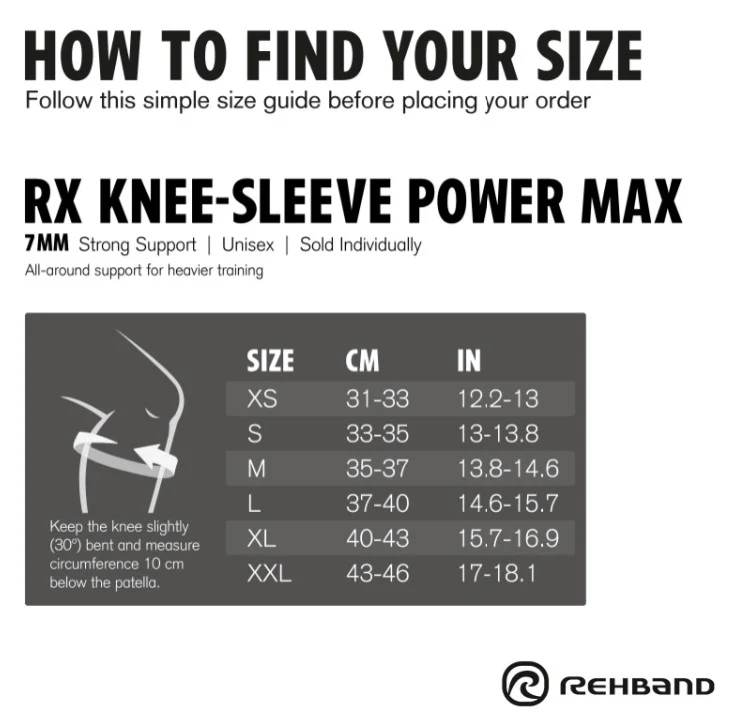 Rehband Rx Knee Sleeve Power Max 7mm Black - Image 4